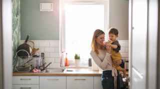 Mum and child in kitchen