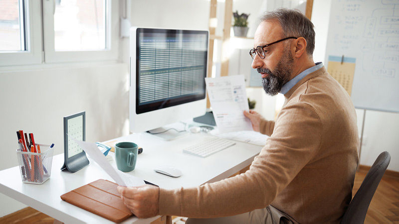 Businessman looking at work