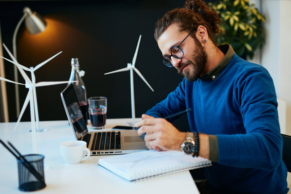 Man working on laptop