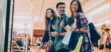 Group of friends shopping