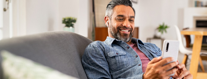 Man using smartphone