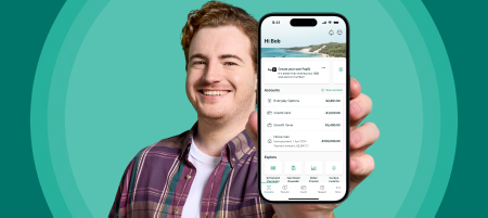 Bob looking pleased after tapping into feel good banking via the Suncorp Bank App. 