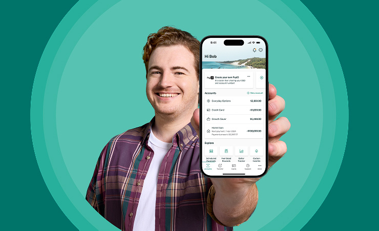 Bob looking pleased after tapping into feel good banking via the Suncorp Bank App. 
