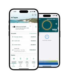 Suncorp Bank App two phones app screen