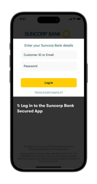 Suncorp Bank Secured App Daily Limits - Enter Your Suncorp Details