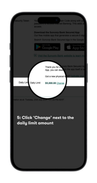 Suncorp Bank Secured App Daily Limits - Change Daily Limit