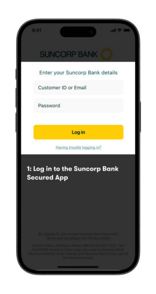 Suncorp Bank Secured App Authorising Payment - Enter Your Suncorp Details