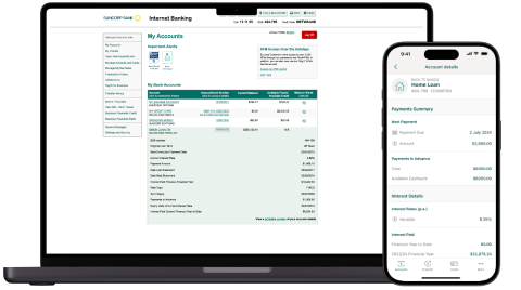 Example of Home Loan payments summary across different devices