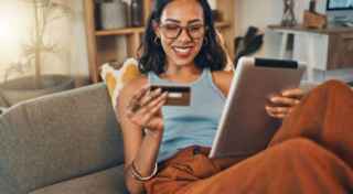 Woman using internet banking