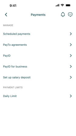 Suncorp Bank App PayID - Manage