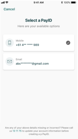 Suncorp mobile app PayID feature
