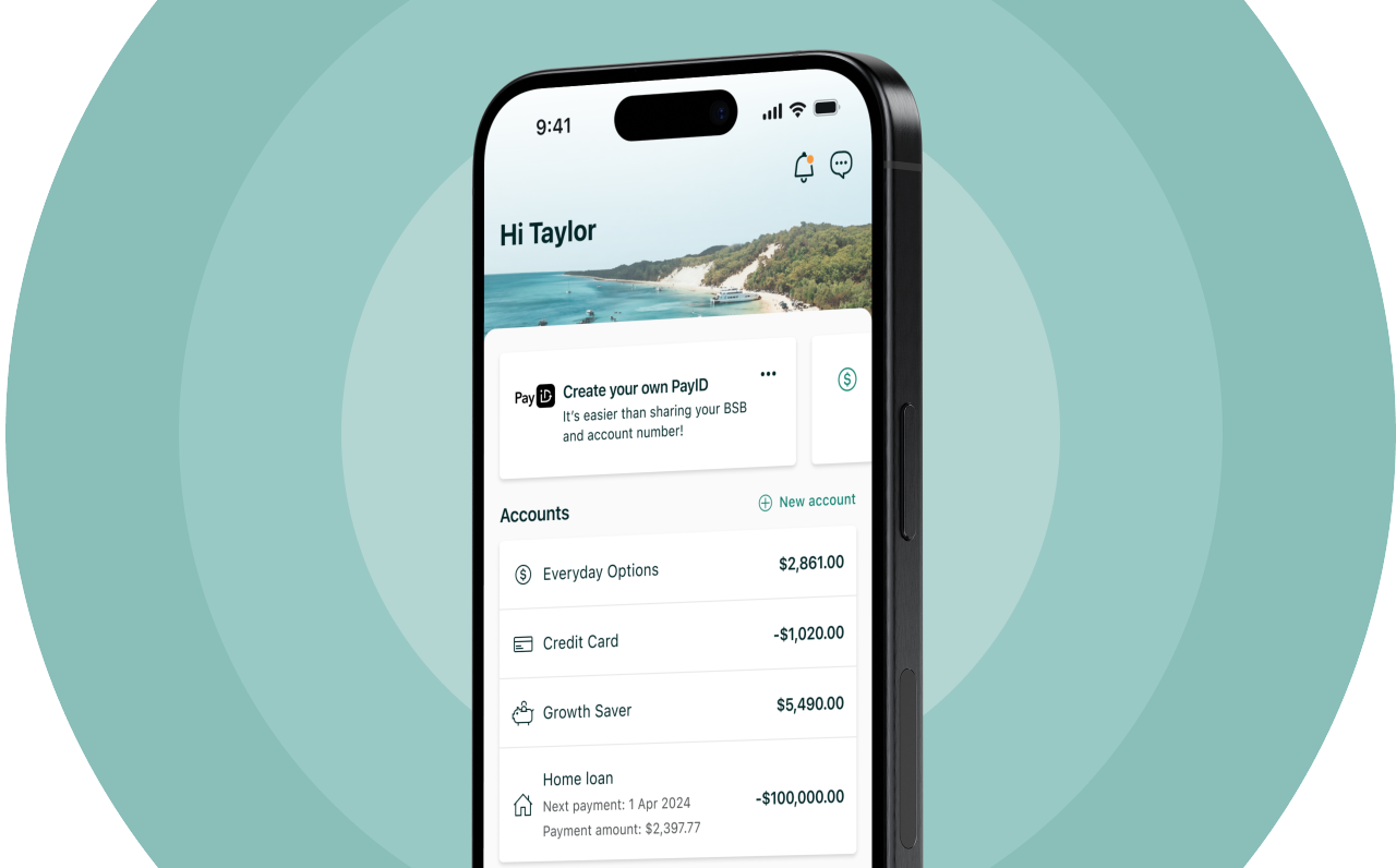 Suncorp Bank App accounts screen showing account balances