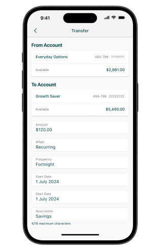 Suncorp Bank Secured App Transfer screen
