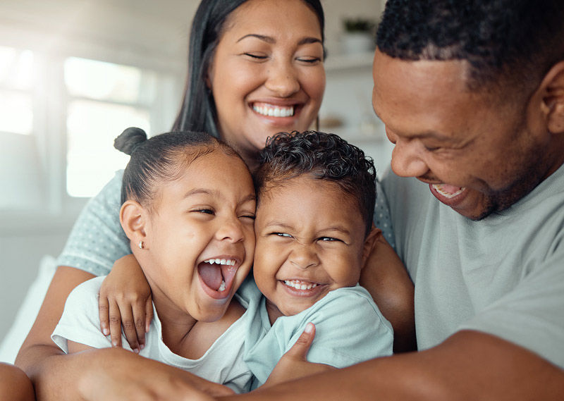 Happy family of four