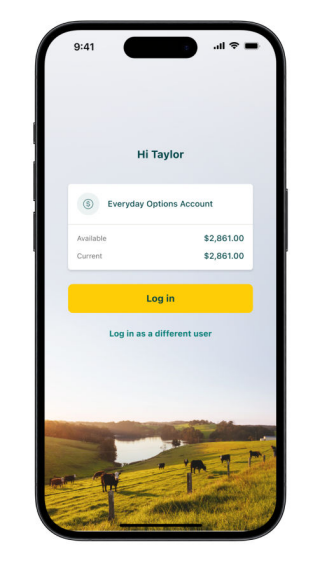 Suncorp Bank App Log in screen