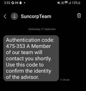 Example of impersonating scam