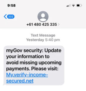 MyGov SMS scams
