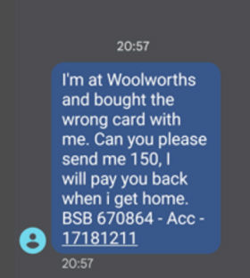 Family and friends SMS impersonation scams