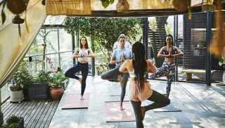 Woman practicing yoga